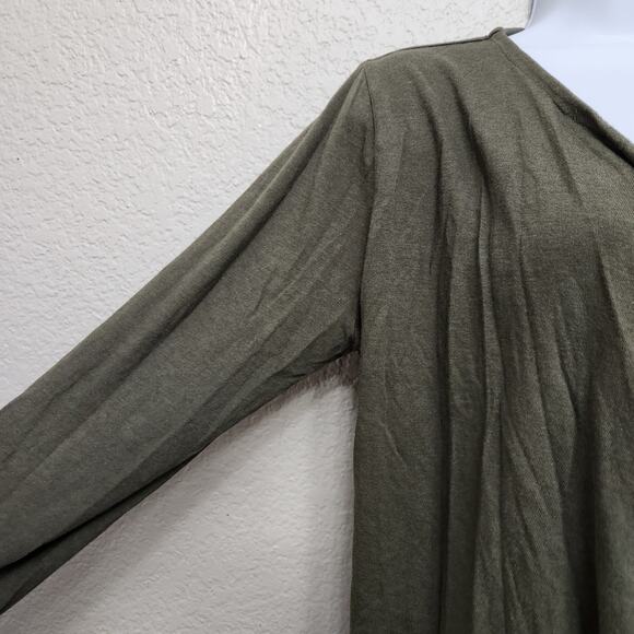 Liz Claiborne Green Pointed Draped Front Cardigan Sweater Medium Lightweight - Picture 2 of 4